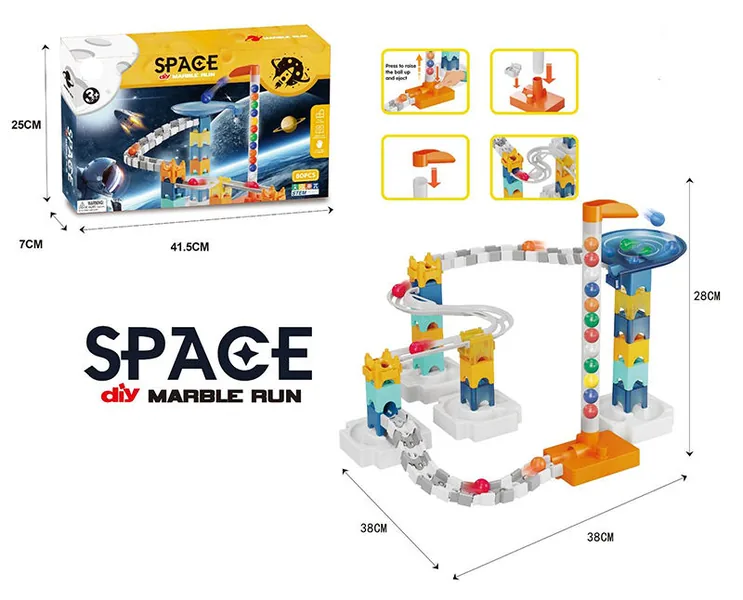 80Pcs Space Marble Run DIY Building Block Track Set image 6