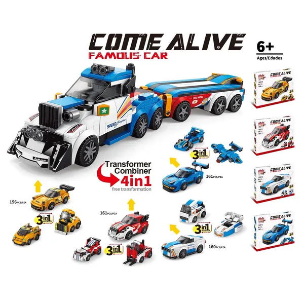 Magic 1276pcs 4 in 1 Car and Truck Building Block Set image 4